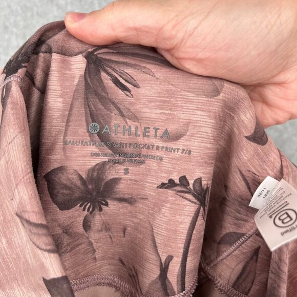 Athleta Salutation Stash Pocket II 7/8 Legging Size S Pink Floral Print Casual - Picture 7 of 14